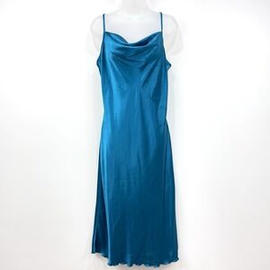 VTG Y2K Bebe Slip Dress Womens M Blue Fairy Grunge Satin Coquette Romantic Event